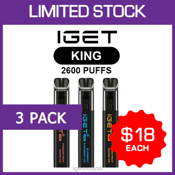 IGET bar nicotine content KING - 2600 PUFFS - 3 PACK P80R476