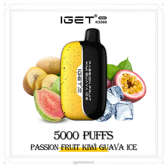 IGET bar Ireland Moon 5000 Puffs P80R212 Passion Fruit Kiwi Guava Ice