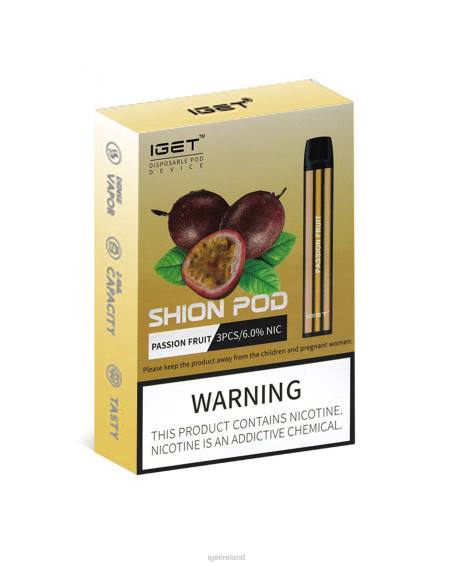 3 x IGET bar Ireland Shion P80R22 Passion Fruit