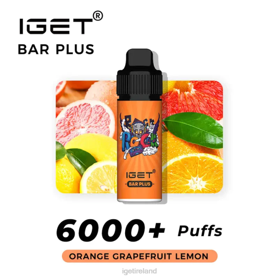 IGET bar Ireland BAR PLUS - 6000 PUFFS P80R562 Orange Lemon