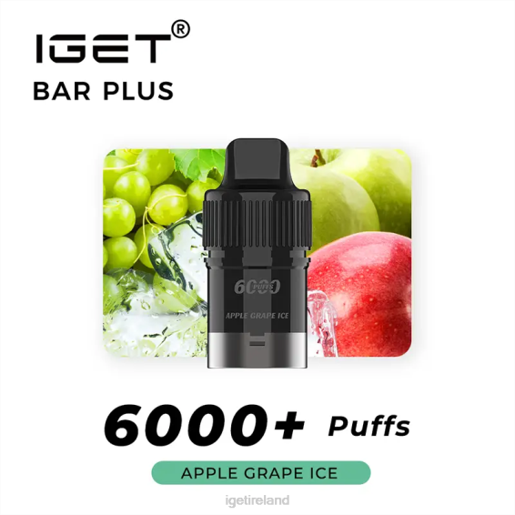 IGET bar nicotine content Bar Plus Pod 6000 Puffs P80R253 Apple Grape Ice