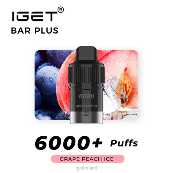 IGET vape Bar Plus Pod 6000 Puffs P80R254 Grape Peach lce