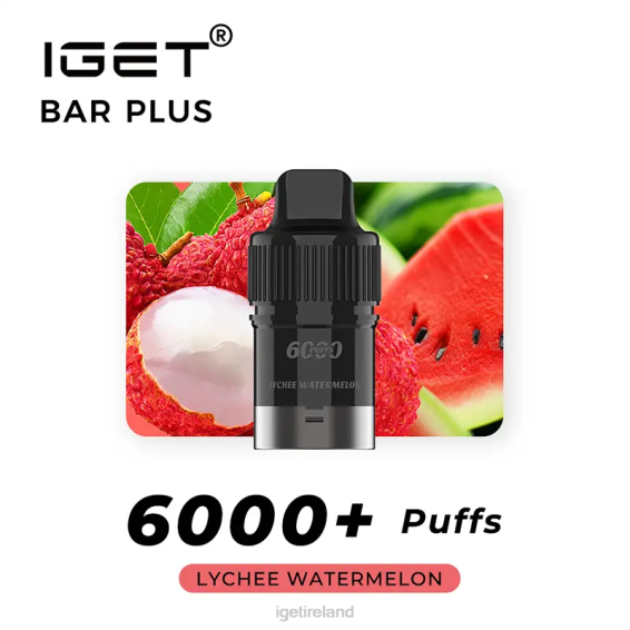 IGET vape Ireland Bar Plus Pod 6000 Puffs P80R255 Lychee Watermelon