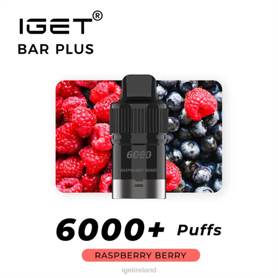 IGET bar Ireland Bar Plus Pod 6000 Puffs P80R256 Raspberry Berry