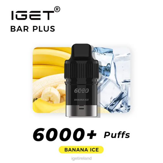 IGET vape Ireland Bar Plus Pod 6000 Puffs P80R264 Banana Ice